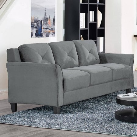 Hartford Dark Gray Sofa wih Rolled Arm by Lifestyle Solutions