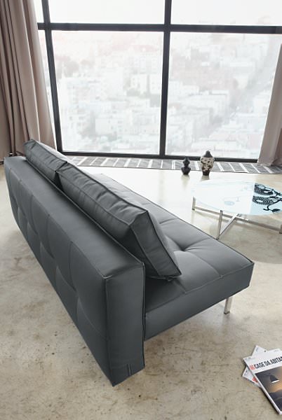SLY Deluxe Sofa Bed Black Leather Textile by Innovation