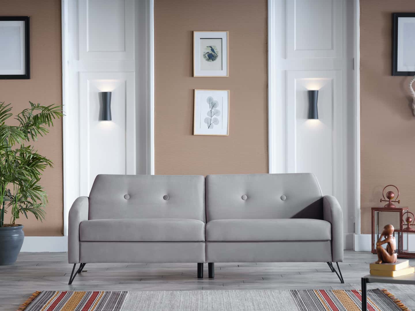 Juniper Vika Gray 3 Seat Sleeper Sofa at Futonland