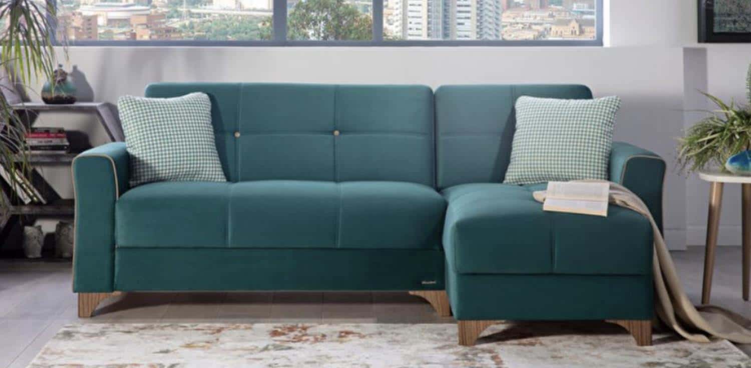 Tina Oyem Teal Sectional Sofa by Bellona