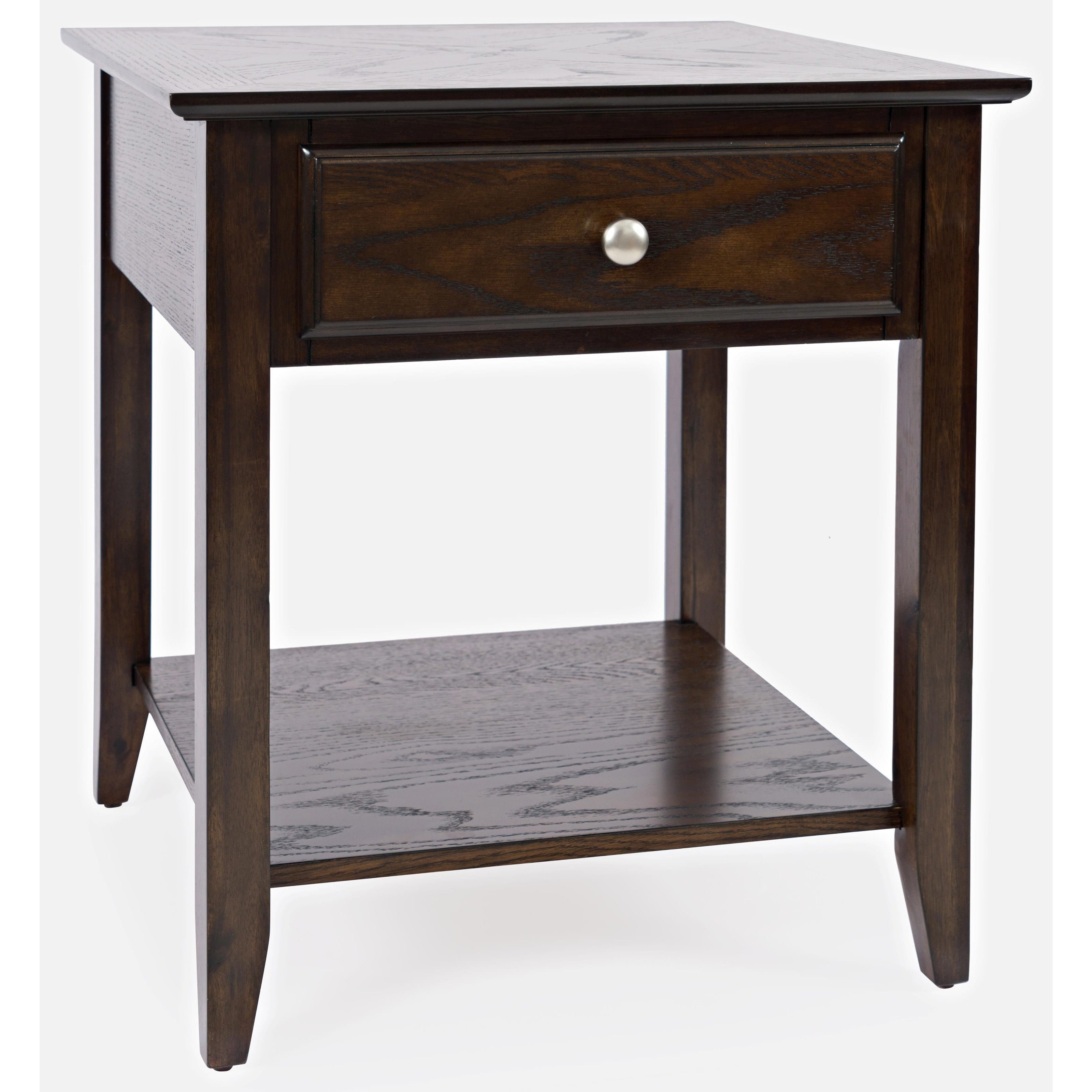 Espresso Dark Brown Wood End Table w/Drawer & Shelf by Jofran Furniture