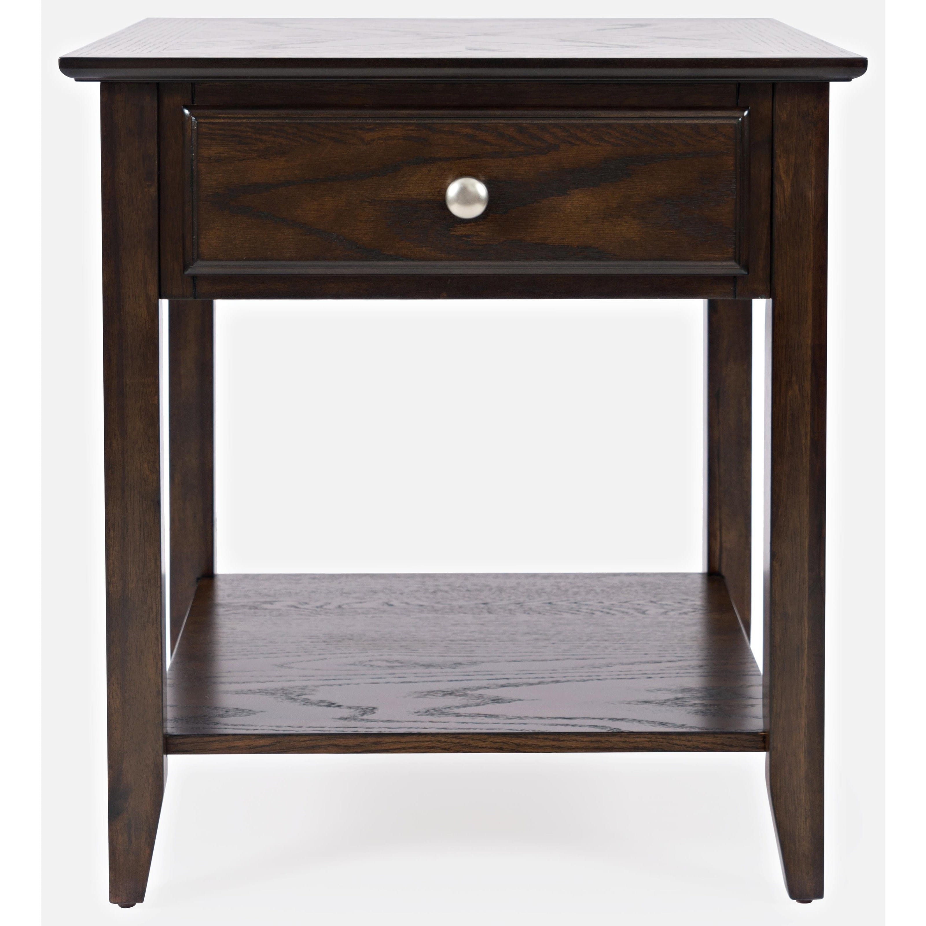 Espresso Dark Brown Wood End Table w/Drawer & Shelf by Jofran Furniture