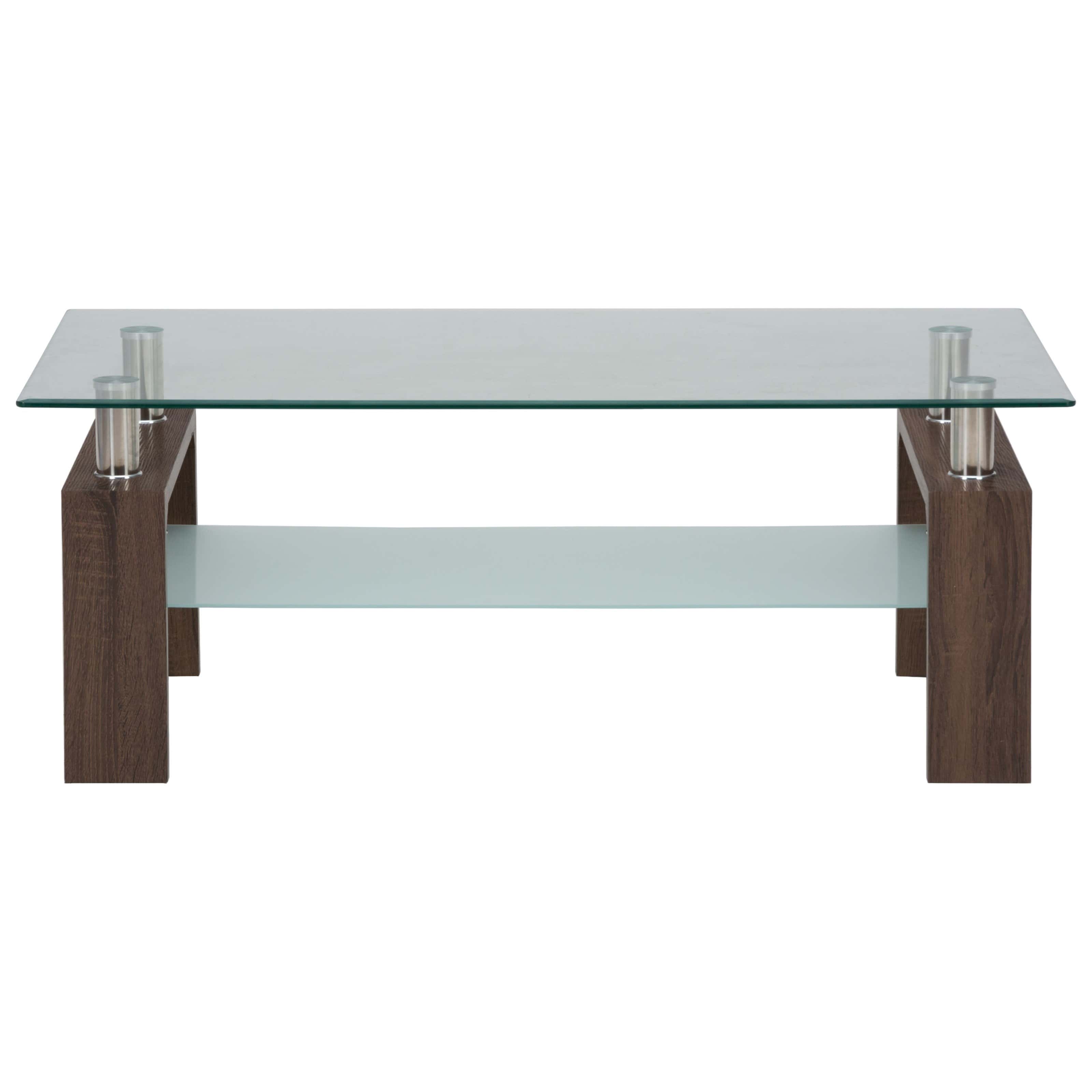 Compass Tempered Glass Rectangle Cocktail Table - Thumbnail 2