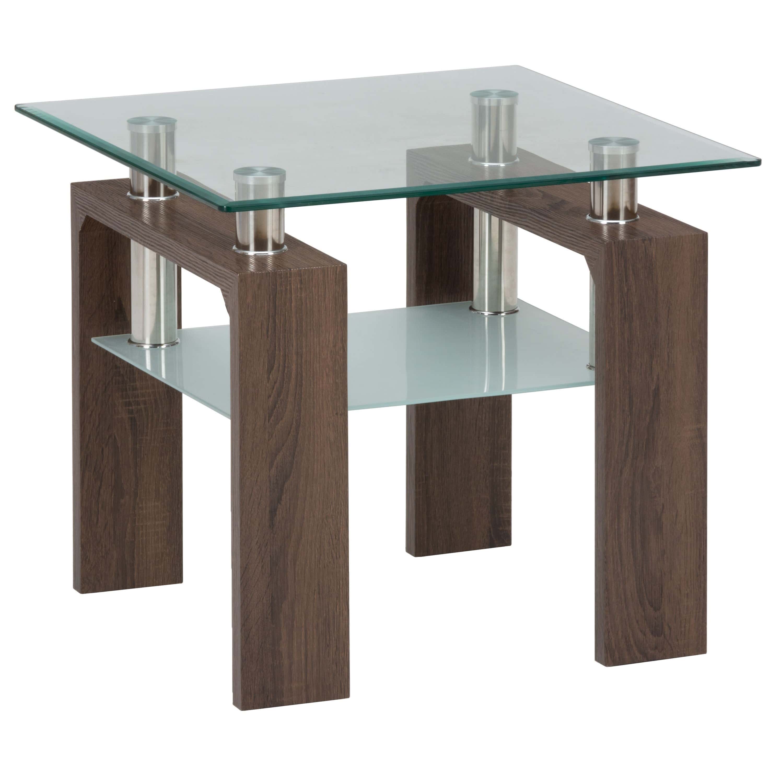 Compass Tempered Glass End Table