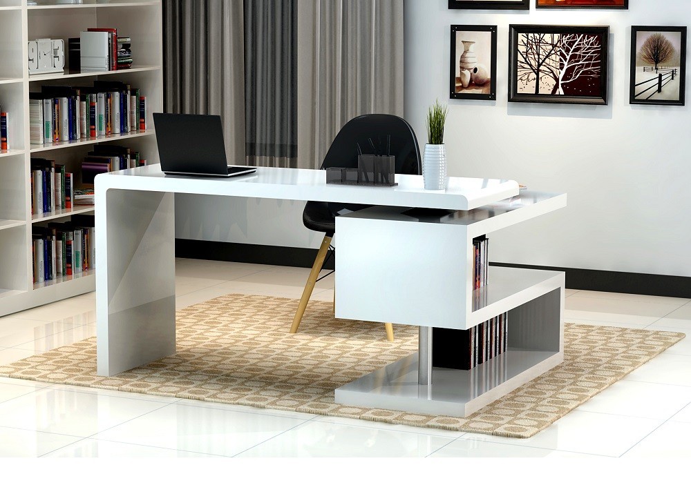 KD002 Modern Office Desk by J&M in White Matte