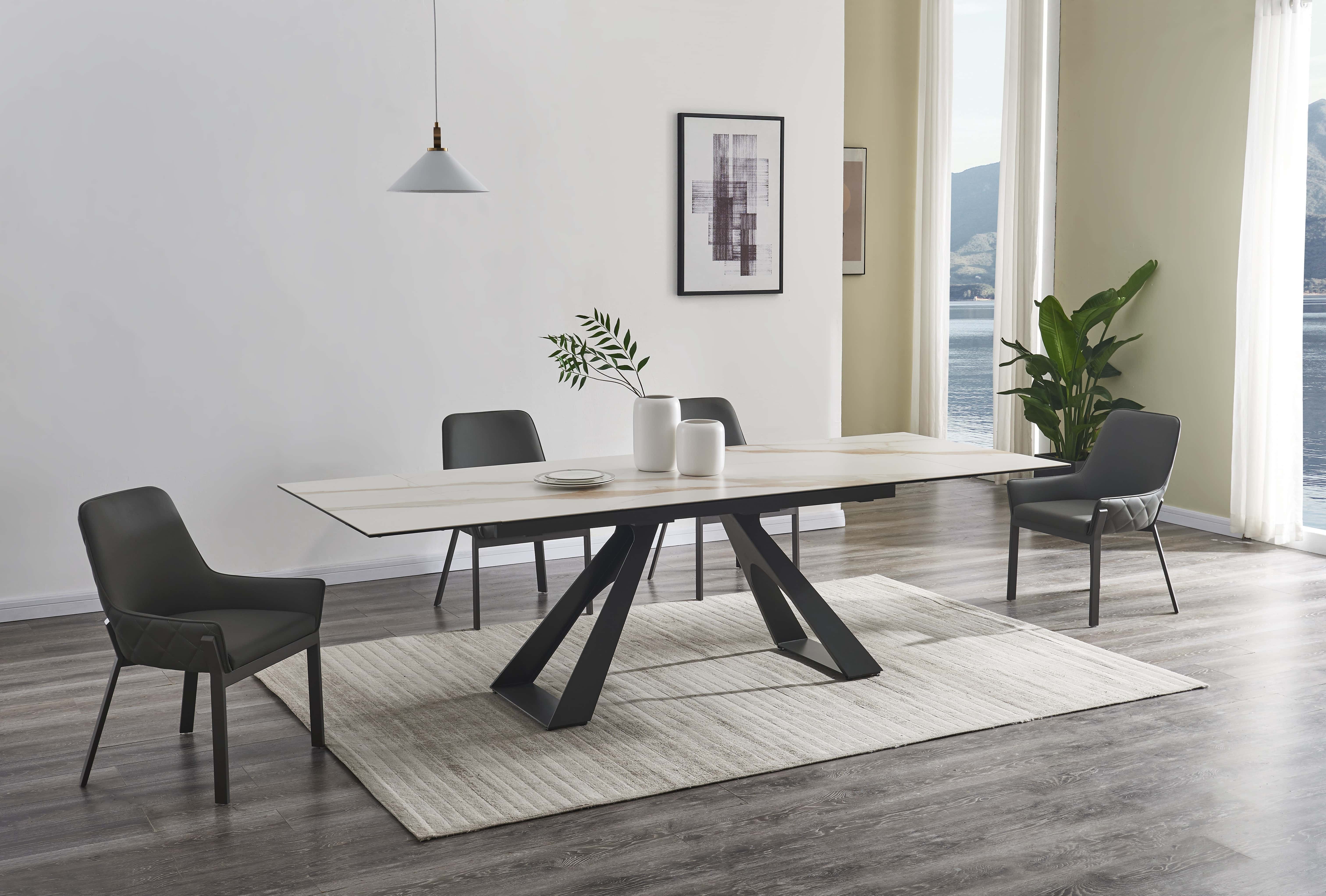 Swan Ceramic Top Extensions Dining Table by J&M Furniture
