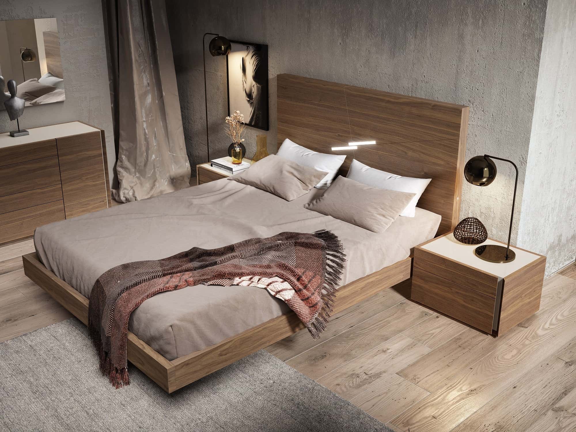 Faro Premium Wood Veneer Platform Bedroom Set - Thumbnail 5