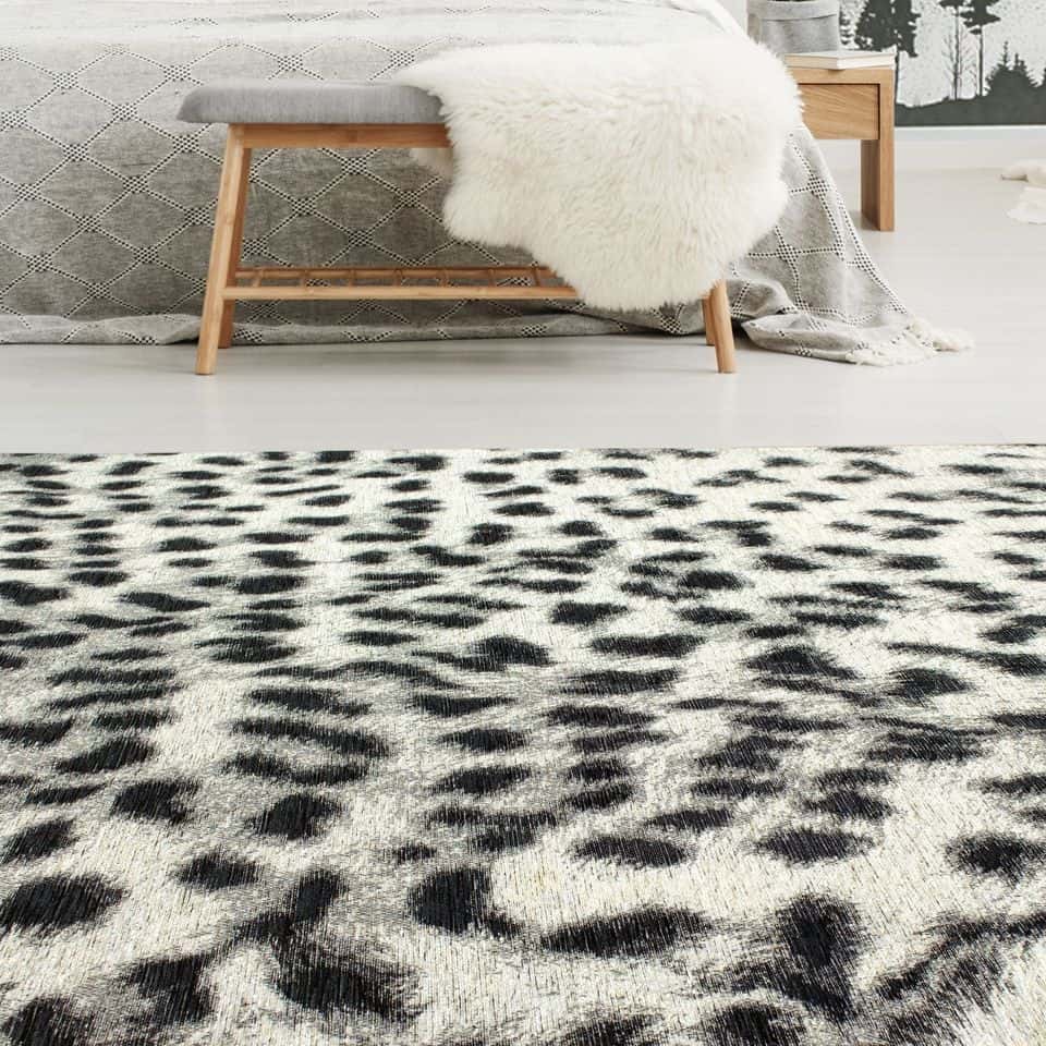 Cathedral Grey Black Leopard Print Rug by Kalora