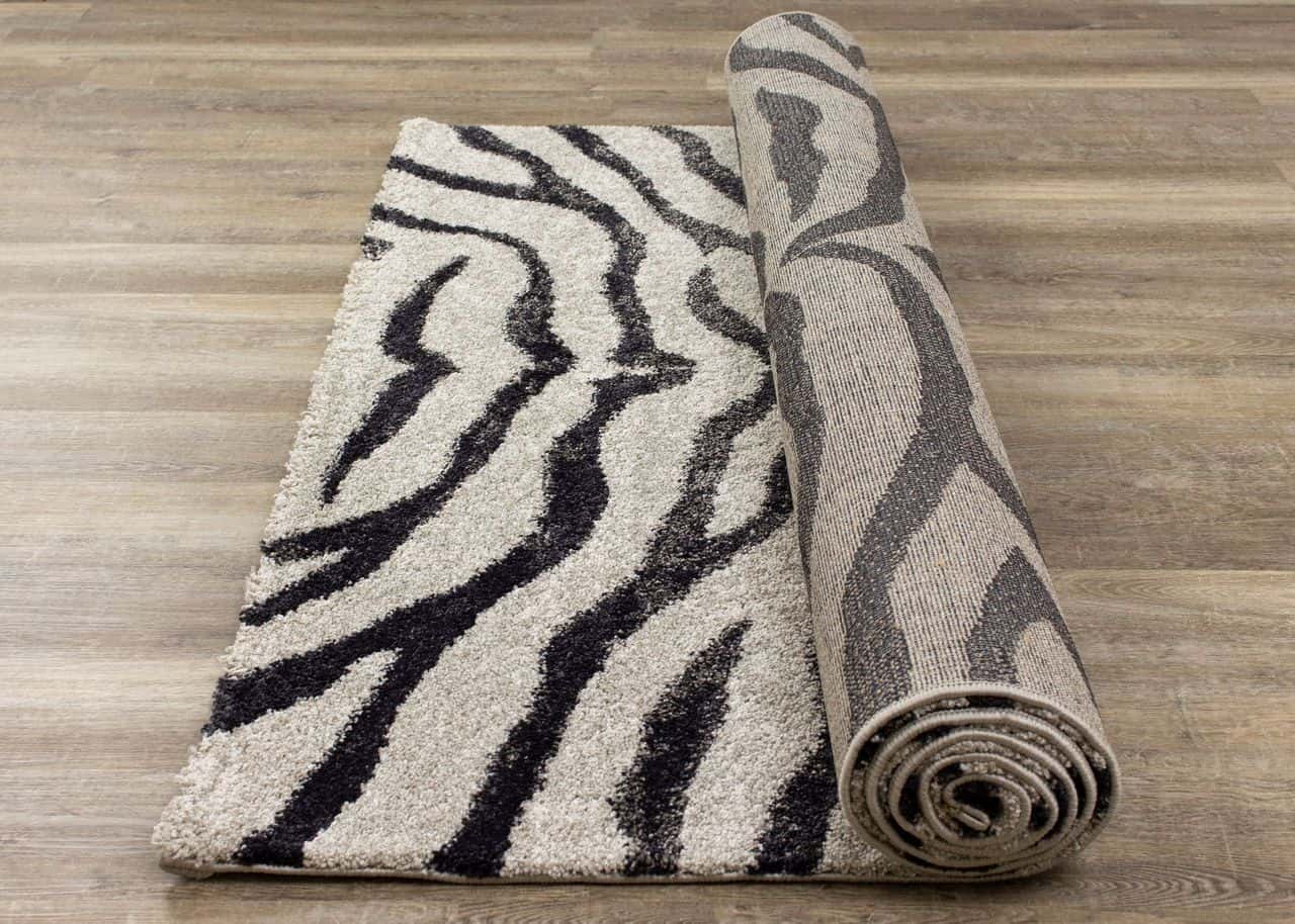 Sable Grey Black Zebra Print Rug by Kalora