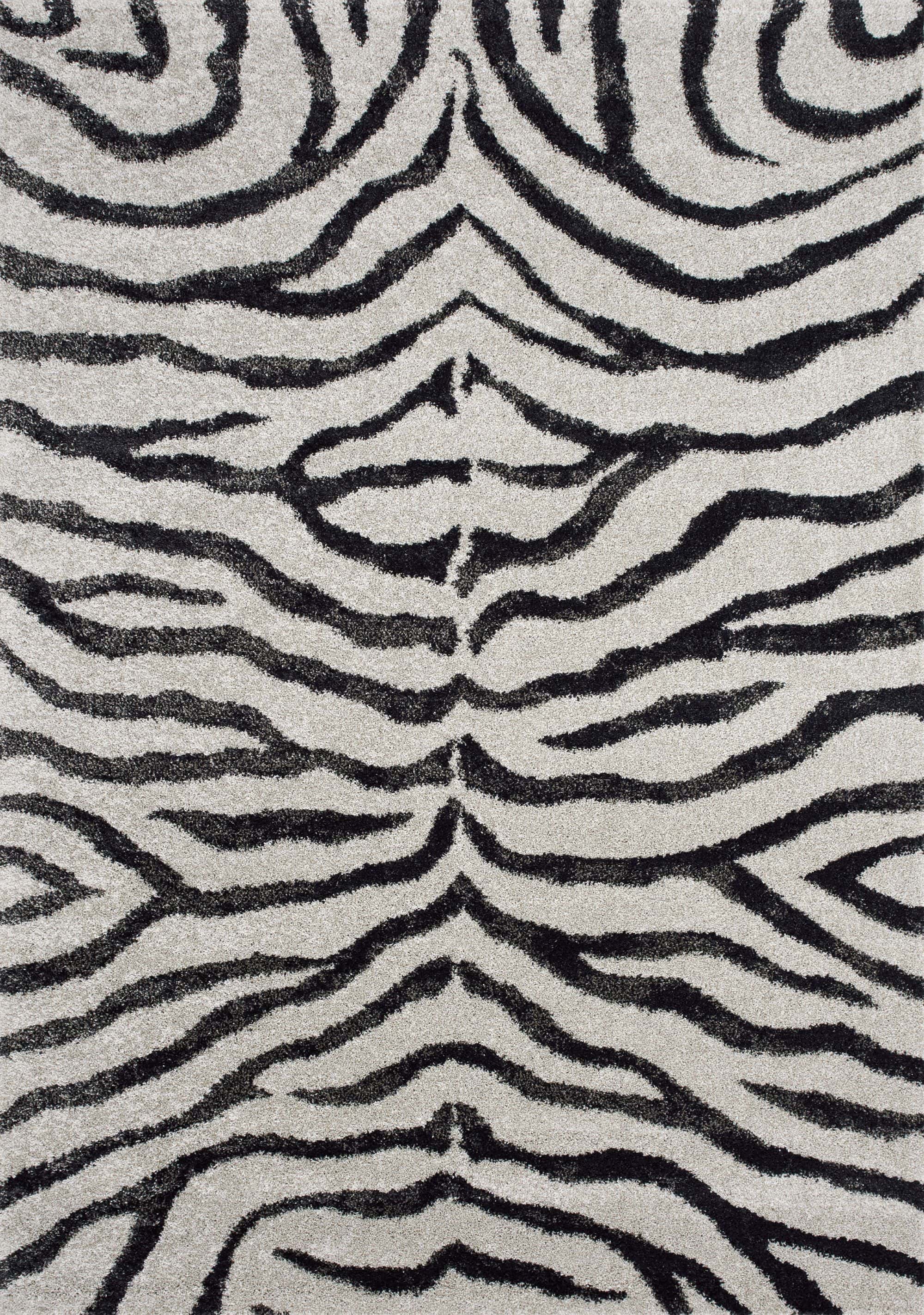 Sable Grey Black Zebra Print Rug by Kalora