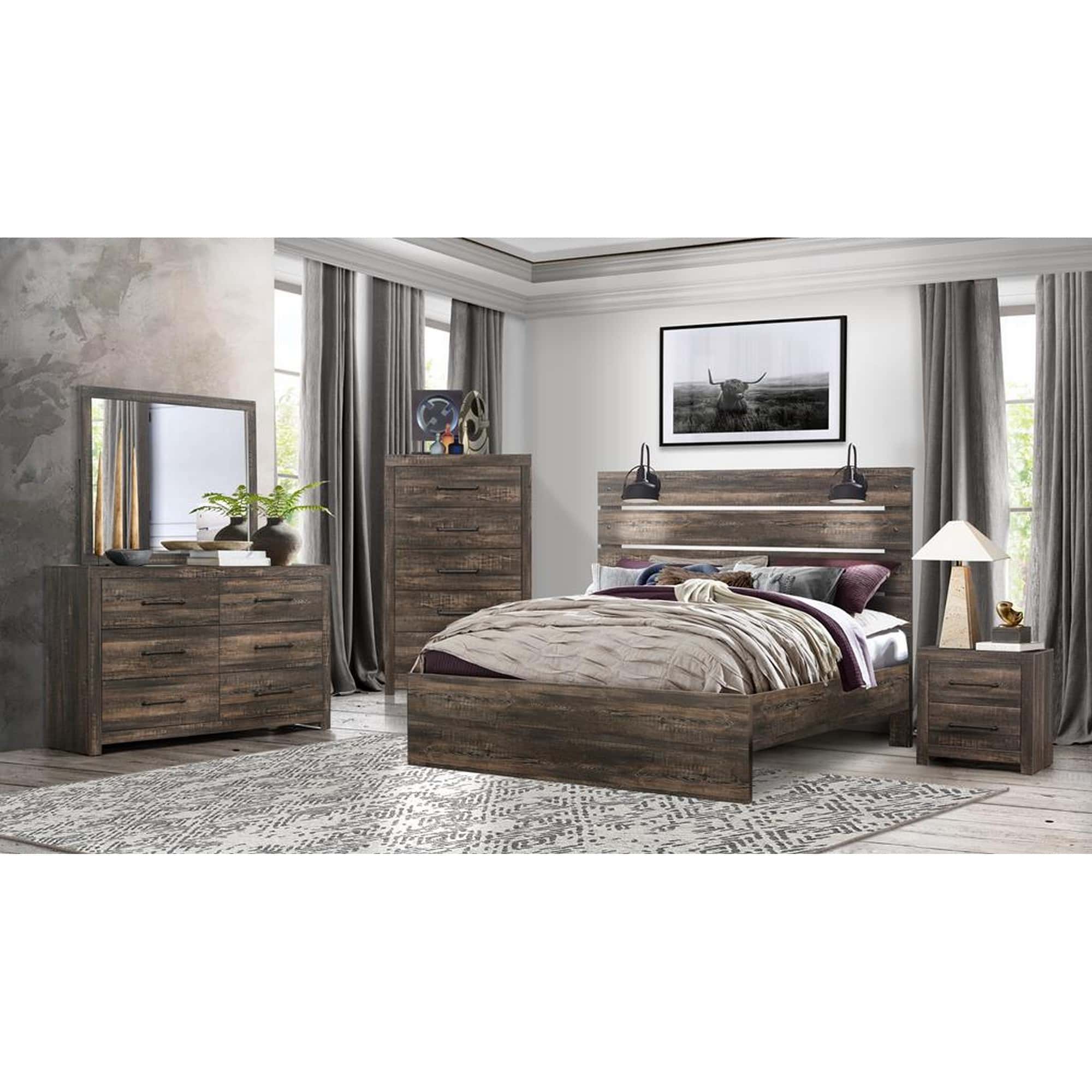 Linwood Dark Oak Bedroom Set by Global Furniture