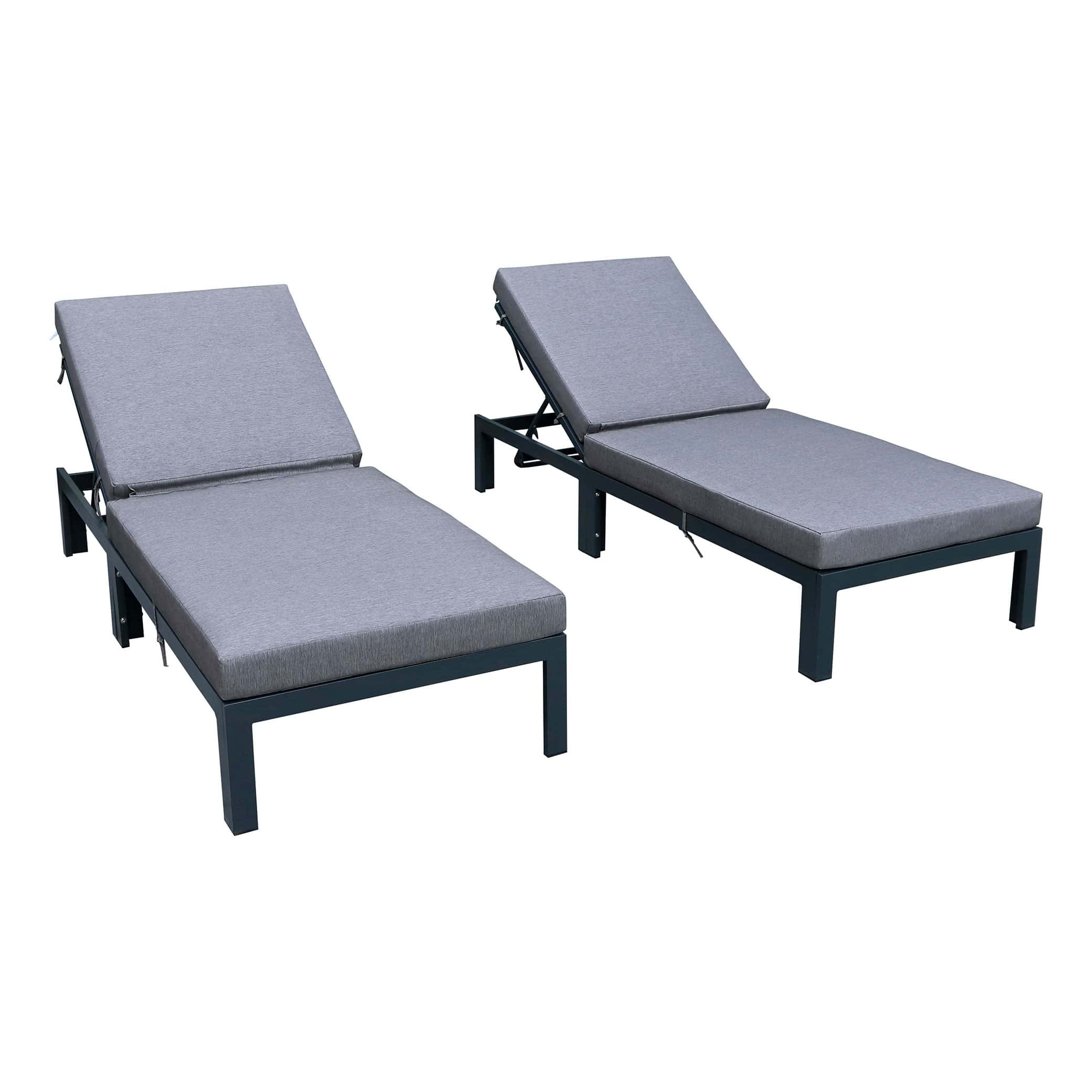 Chelsea Modern Blue Outdoor Chaise Lounge Chair w/Cushions, Set of 2 by  LeisureMod
