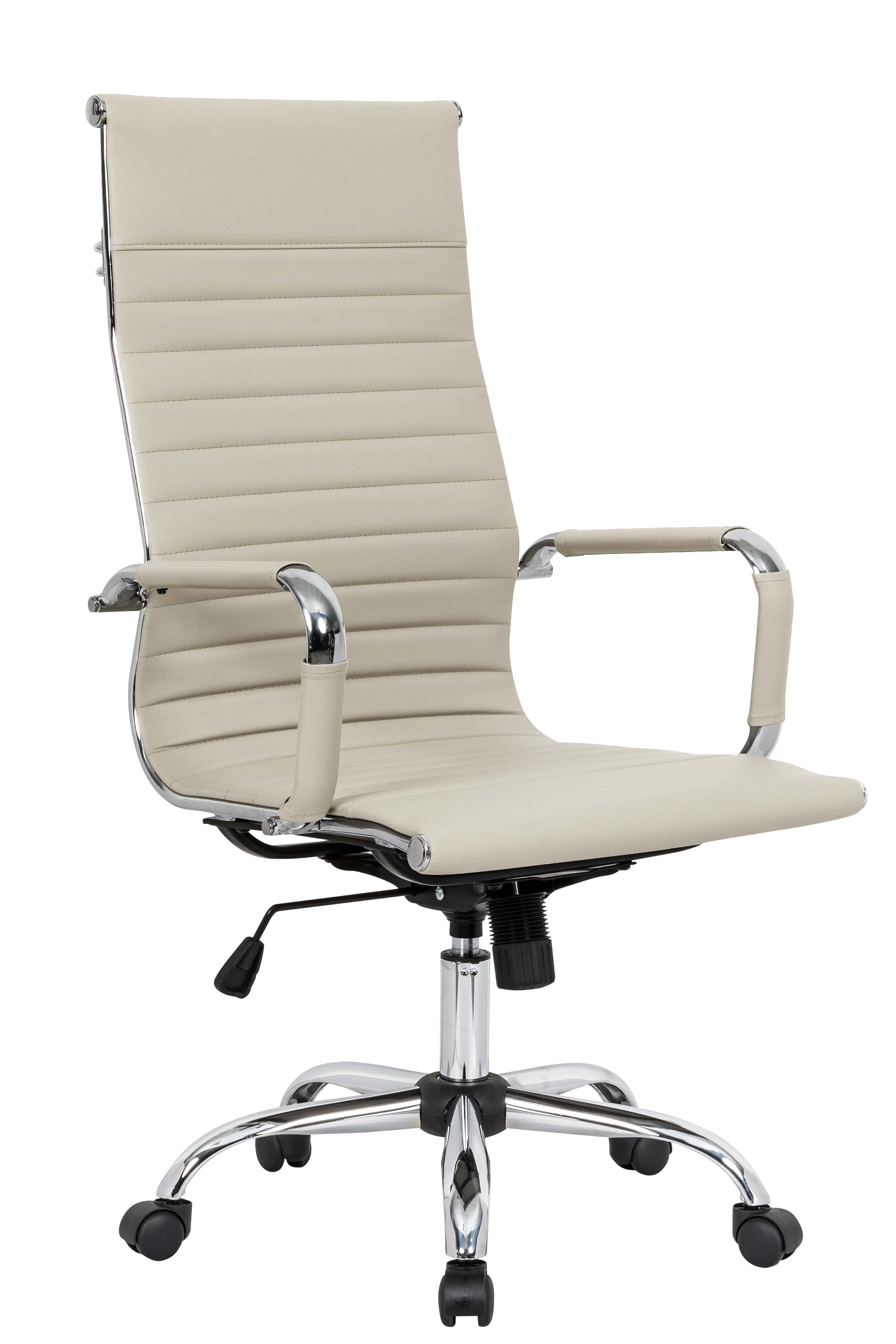 Harris Tan High-Back Ribbed Design Leatherette Office Chair by LeisureMod