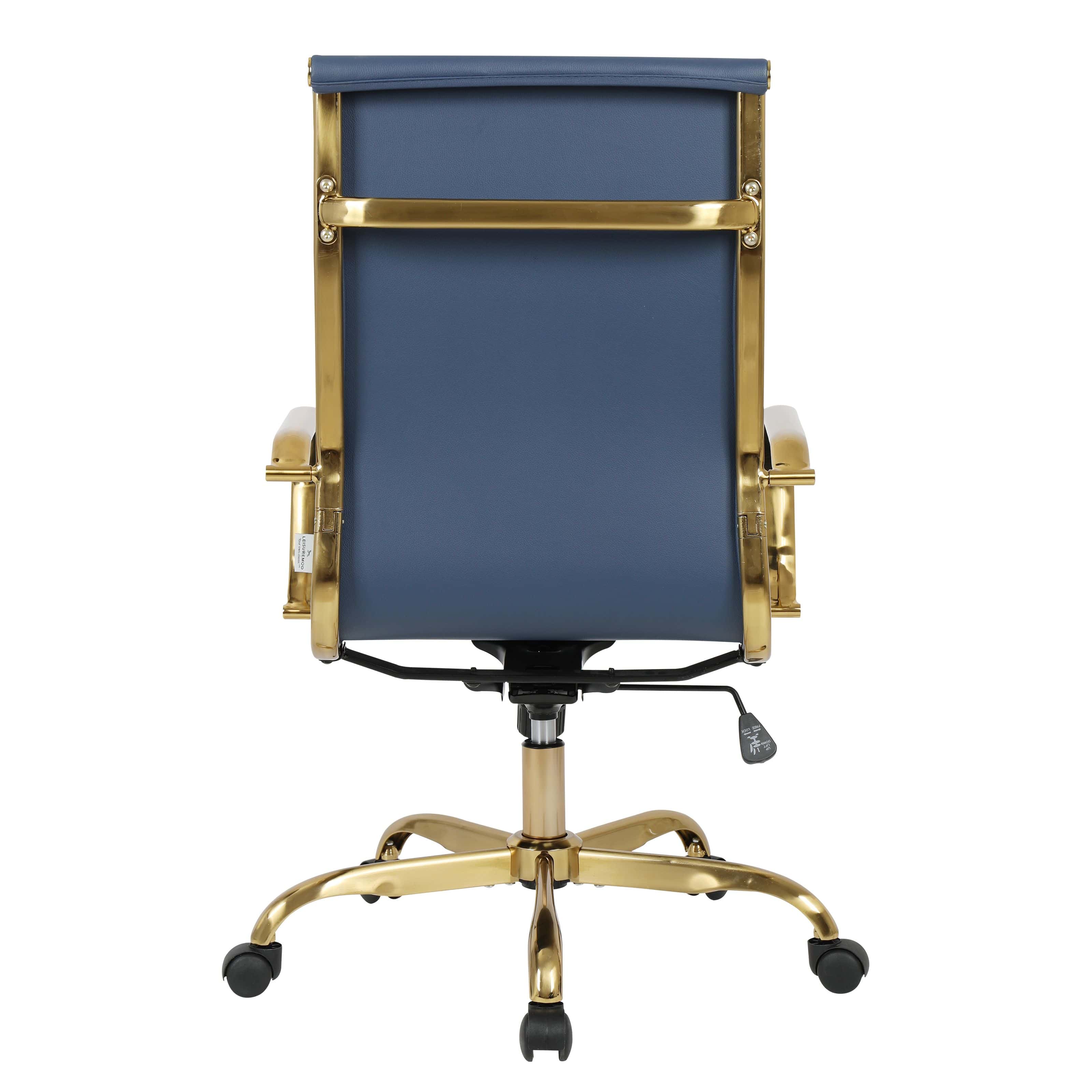 Harris HighBack Office Chair With Gold Frame Navy Blue at Futonland