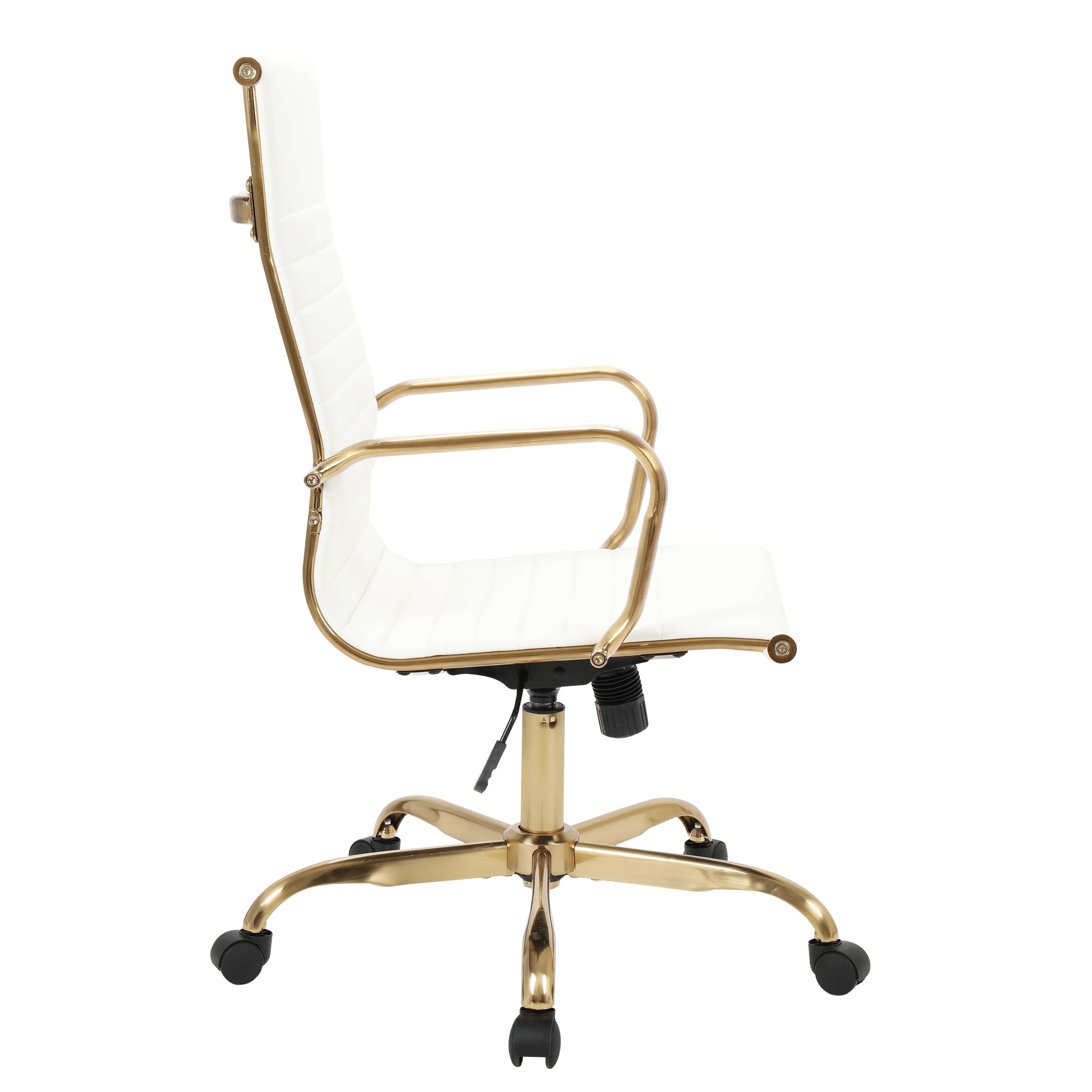 Harris HighBack Leatherette Office Chair With Gold Frame, White at