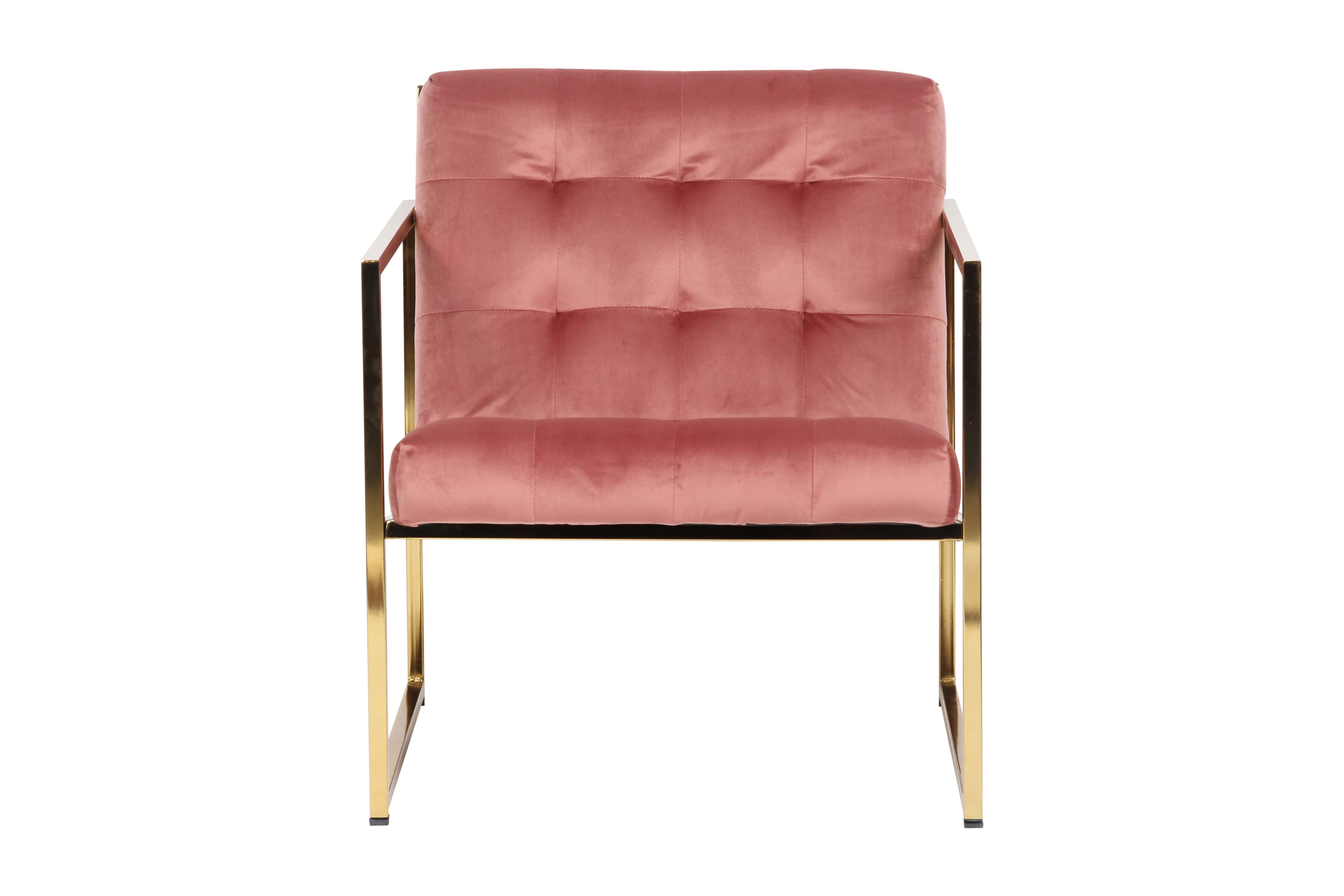 Lexington Tufted Velvet Accent Armchair With Gold Frame, Royal Rose by  LeisureMod