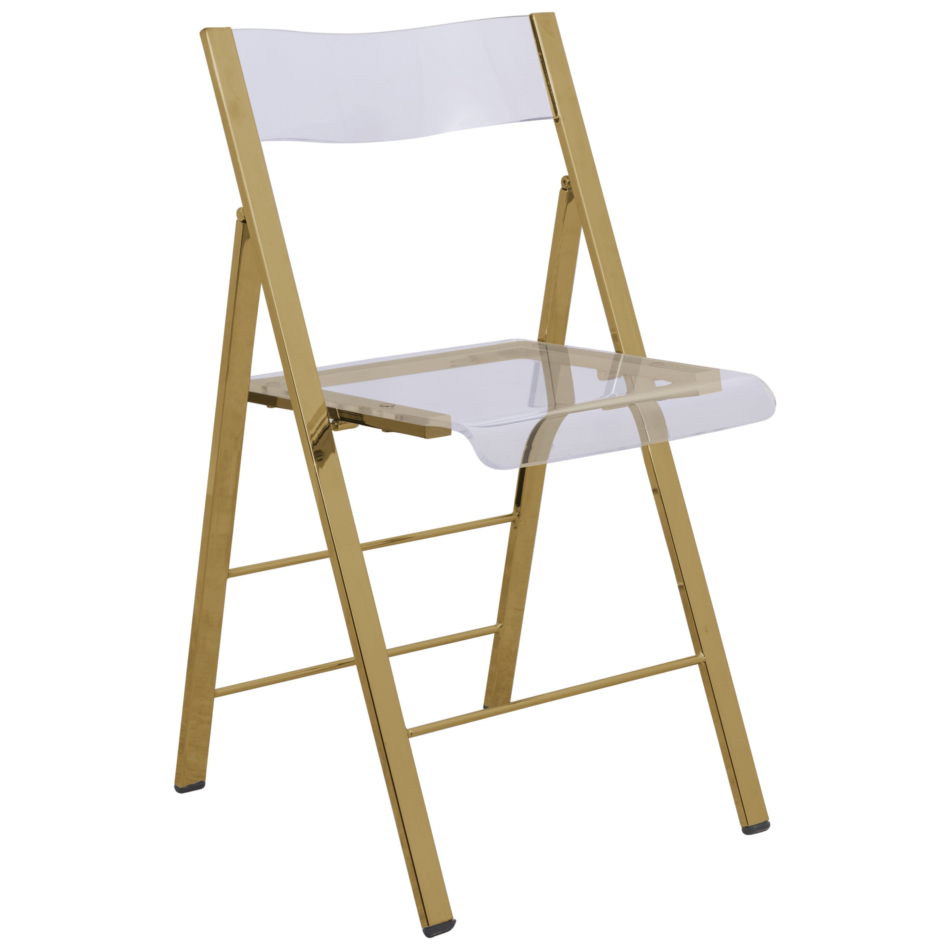 Menno Modern Acrylic Gold Base Folding Chair (Set of 2) by LeisureMod