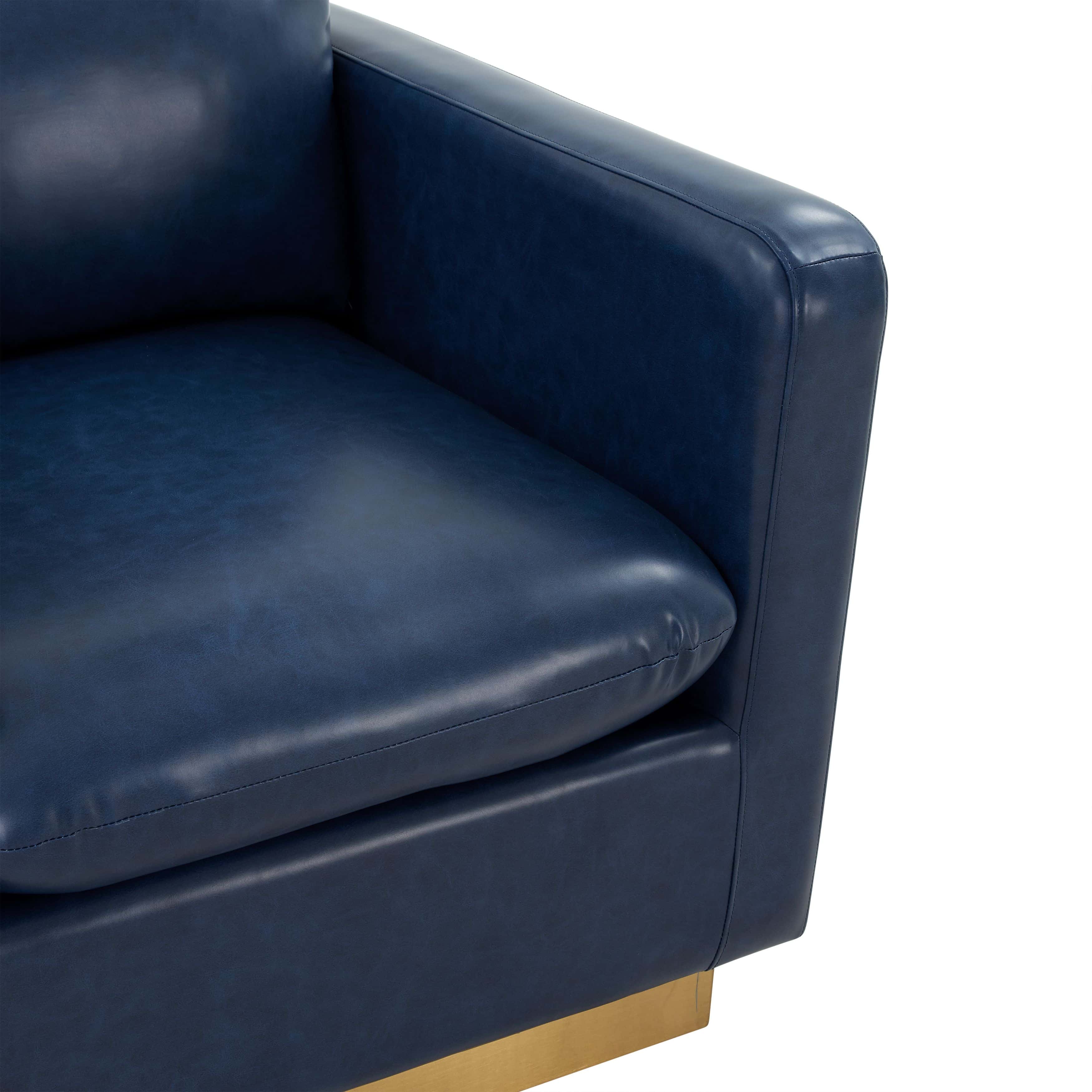 Nervo Leather Accent Armchair w/Gold Frame - Navy Blue at Futonland