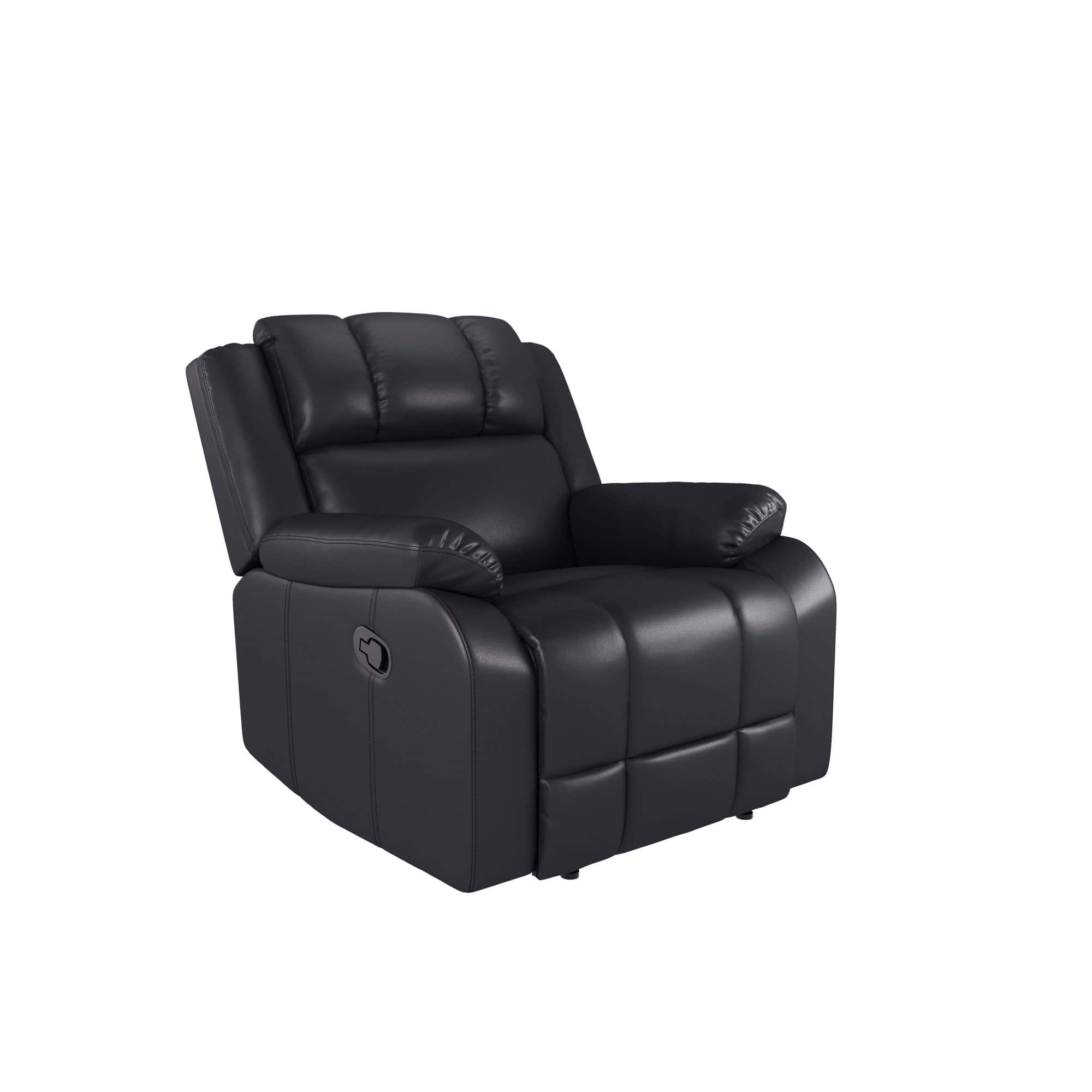 relax a lounger parker recliner in black faux leather