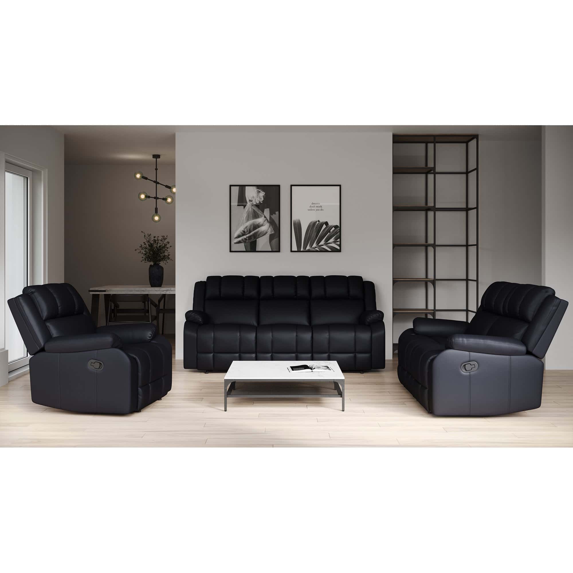 Relax A Black Faux Leather Lounger Galway Recliner Chair by Lifestyle Solutions