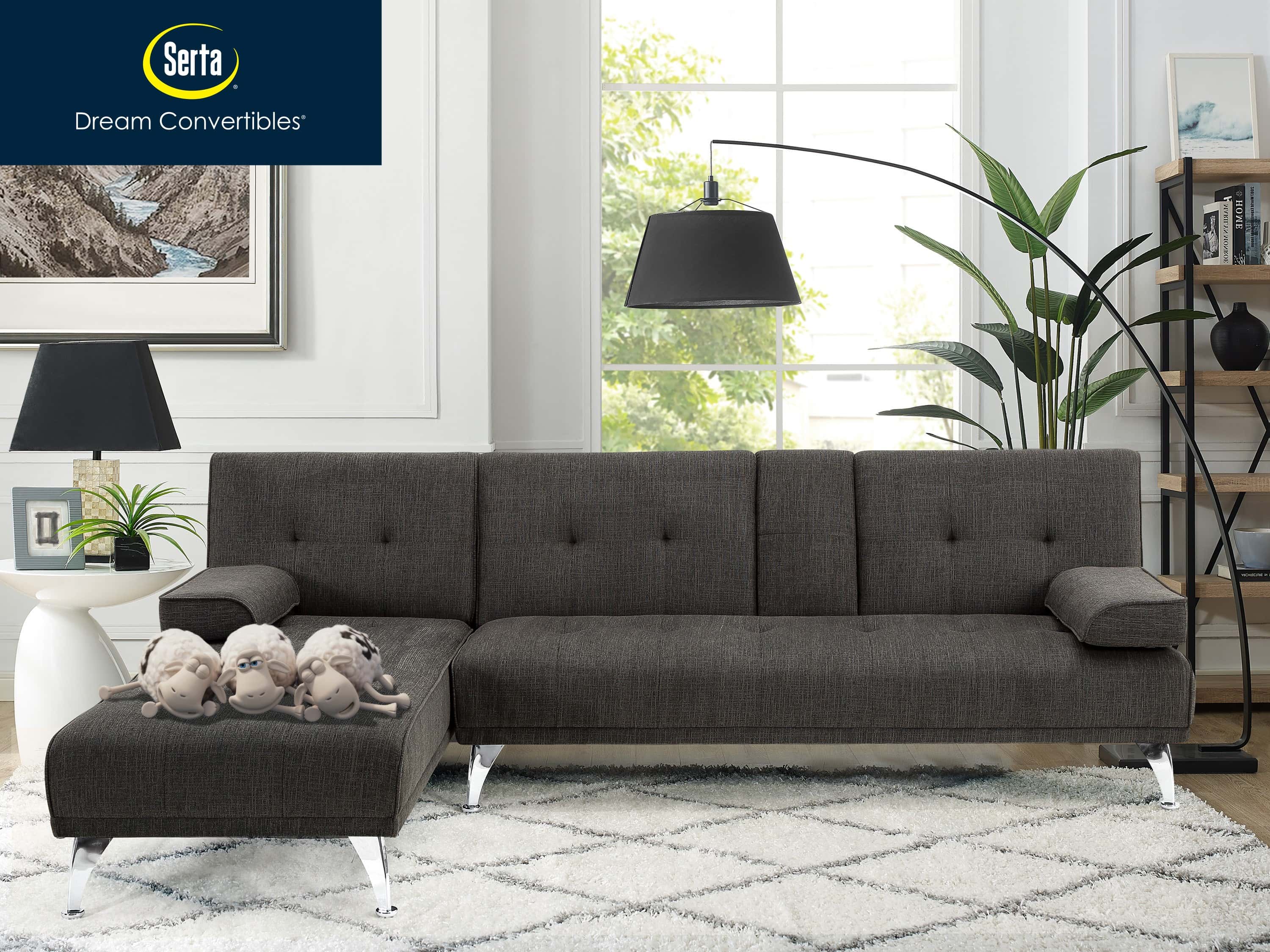 Serta® Malibu Charcoal Sofa Bed w/Chaise by Lifestyle Solutions