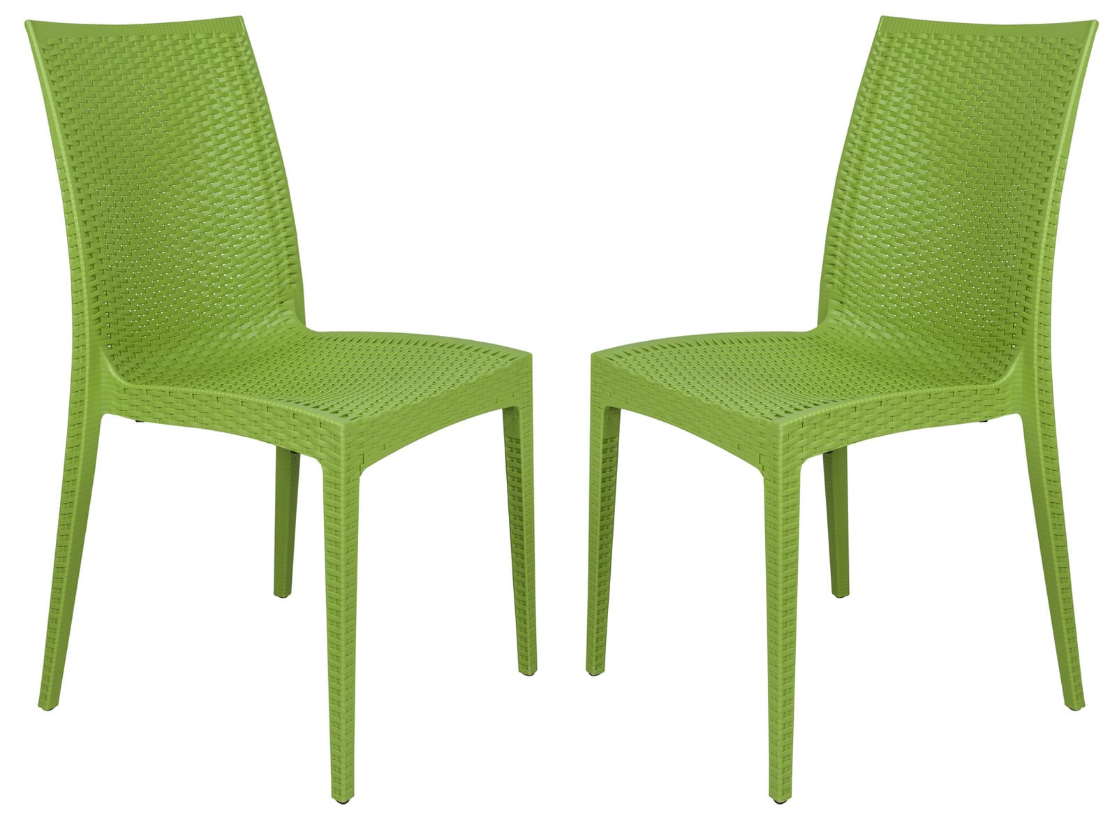 Weave Mace Lime Green Armless Dining Chair Set of 2 by LeisureMod