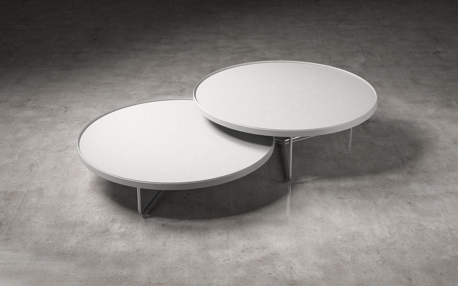 Adelphi Nesting Coffee Table Bright White Leather By Modloft
