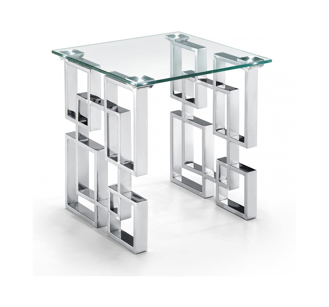 Alexis Chrome Top Glass End Table by Meridian Furniture