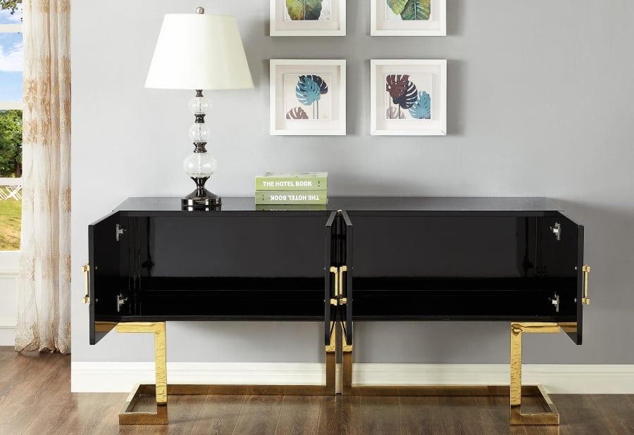 Meridian Furniture Gold Black Beth Buffet/Console Table Meridian Furniture Gold Black Beth Buffet/Console Table