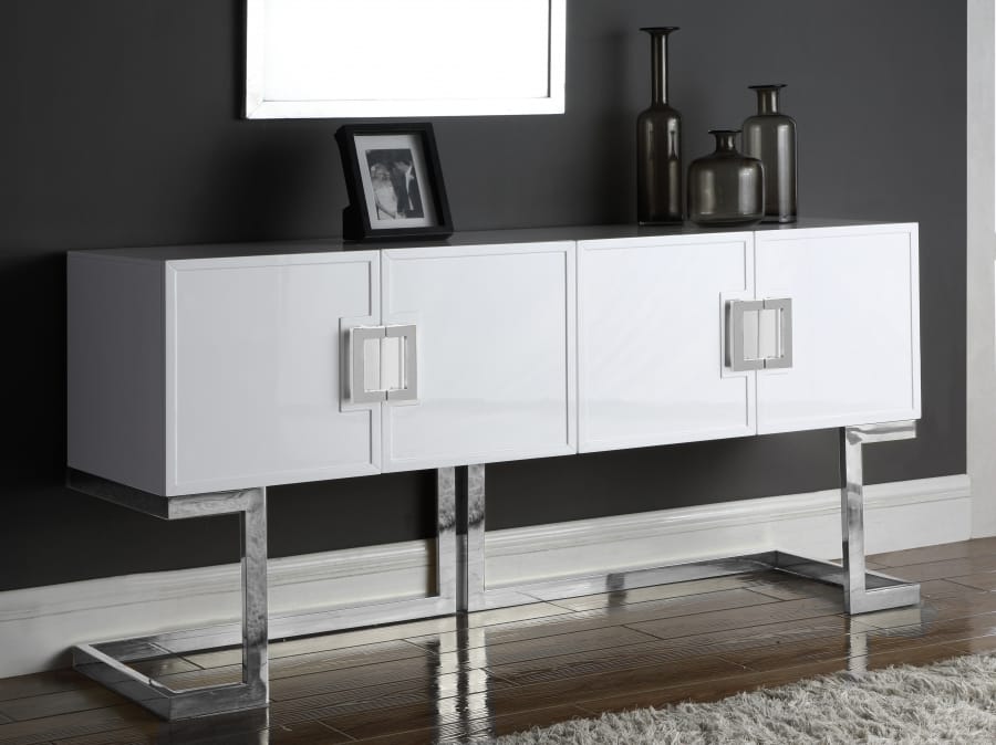 Meridian Furniture Silver White Beth Buffet/Console Table Meridian Furniture Silver White Beth Buffet/Console Table