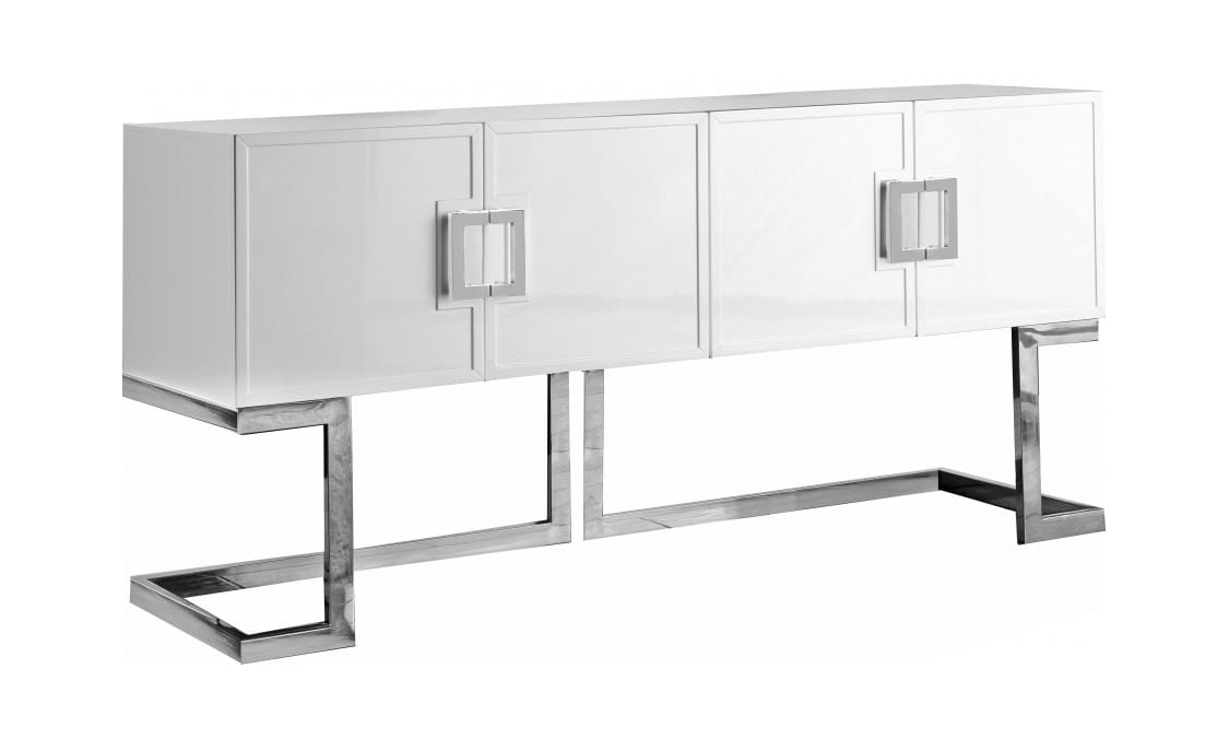 Beth White & Chrome Wood Buffet Console Table by Meridian Furniture