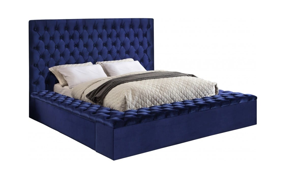 Bliss Navy Blue Velvet Bed by Meridian Furniture