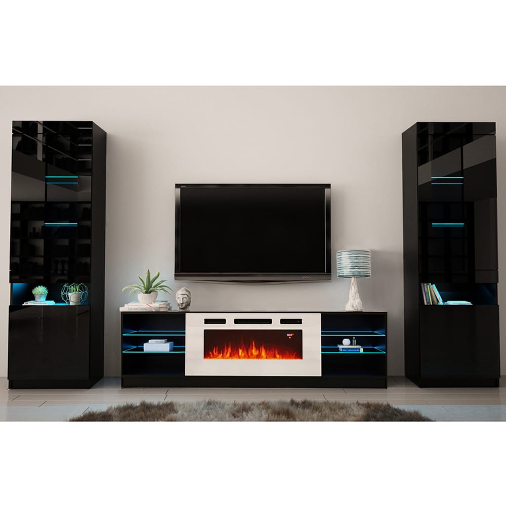 Boston WH01 Electric Fireplace Modern Wall Unit Entertainment Center at