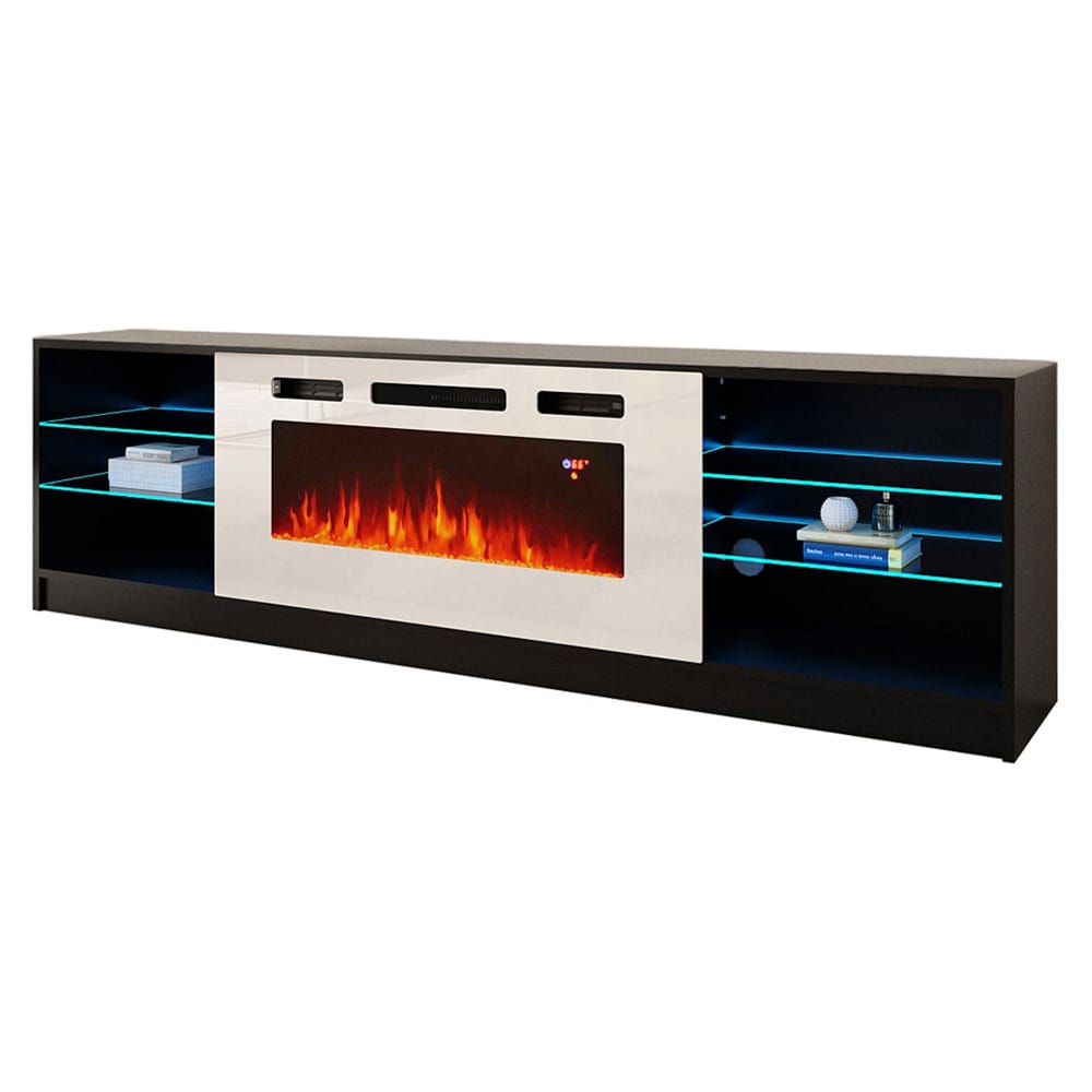 Boston WH01 Electric Fireplace Modern 79" TV Stand by Meble Furniture