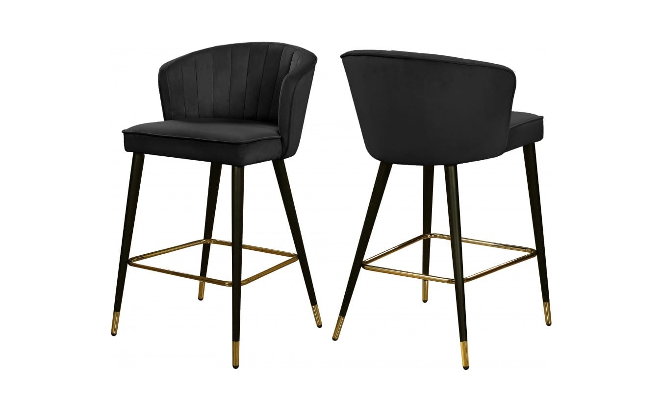 Cassie Black Velvet Counter Stool (Set of 2) by Meridian Furniture