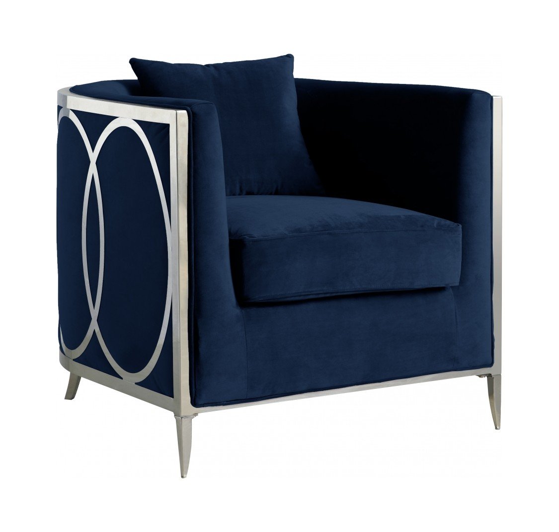 Circa Navy Blue Velvet Accent Chair by Meridian Furniture