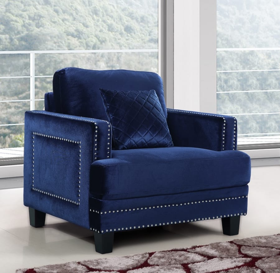 Ferrara Navy Blue Velvet Chair by Meridian Furniture