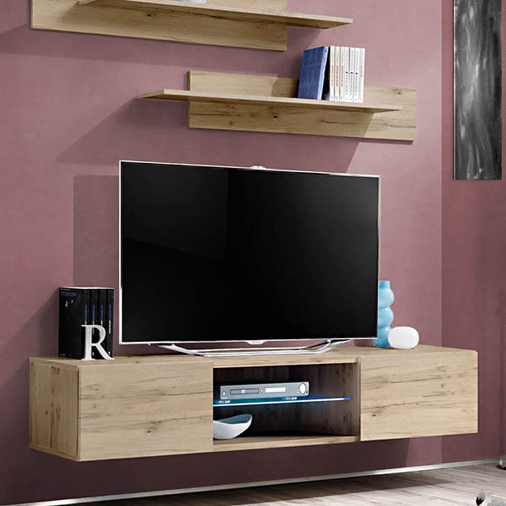 Fly Type-33 Oak Wall Mounted Floating Modern 63" TV Stand by Meble Furniture