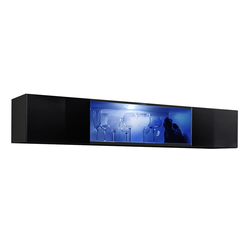 Fly Type-52 Black Wall Mounted Floating Hanging Media Cabinet by Meble ...