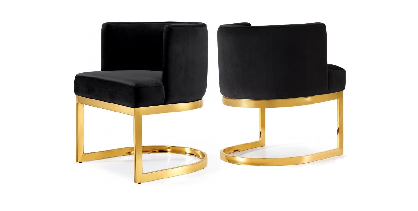 Gianna Black Velvet Dining Chairs - Thumbnail 3