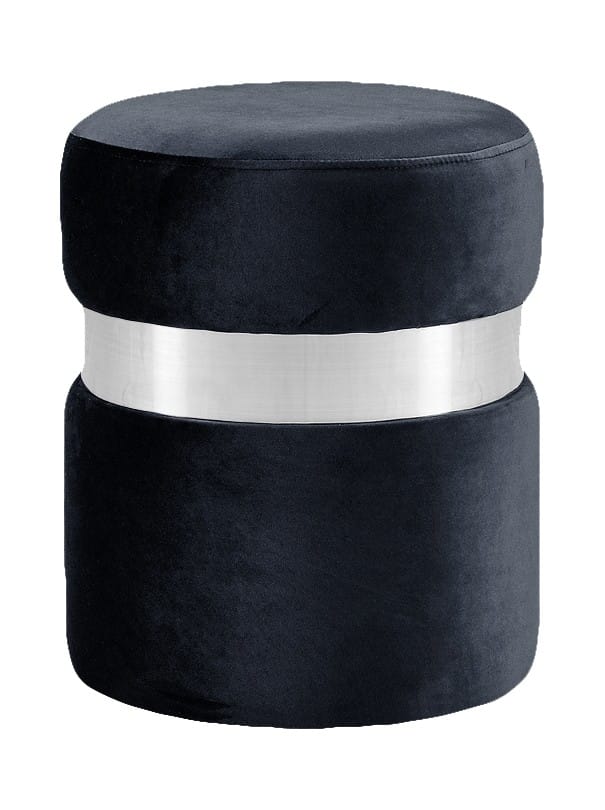 Meridian Furniture Hailey Velvet Ottoman | Stool - Chrome Meridian Furniture Hailey Velvet Ottoman | Stool - Chrome