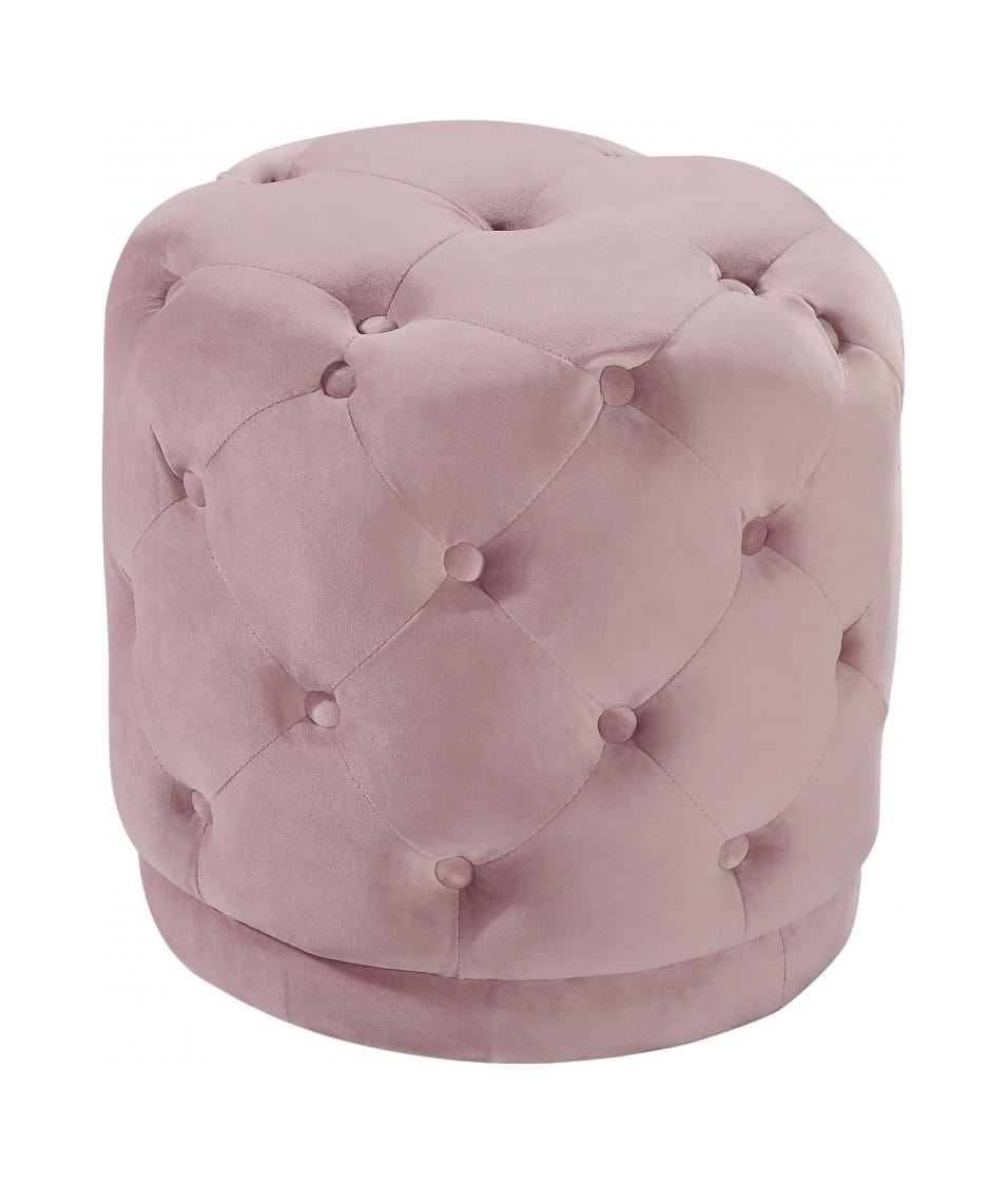 Harper Pink Velvet Ottoman Stool by Meridian Furniture