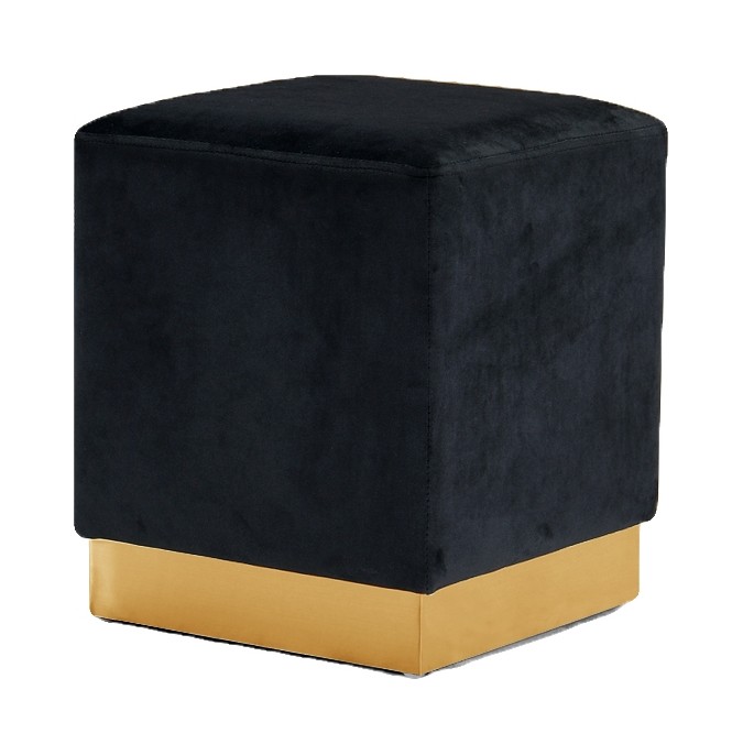 Meridian Furniture Jax Velvet Ottoman | Stool - Gold Meridian Furniture Jax Velvet Ottoman | Stool - Gold