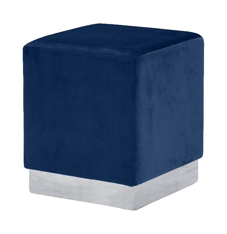 Meridian Furniture Jax Velvet Ottoman | Stool - Chrome Meridian Furniture Jax Velvet Ottoman | Stool - Chrome