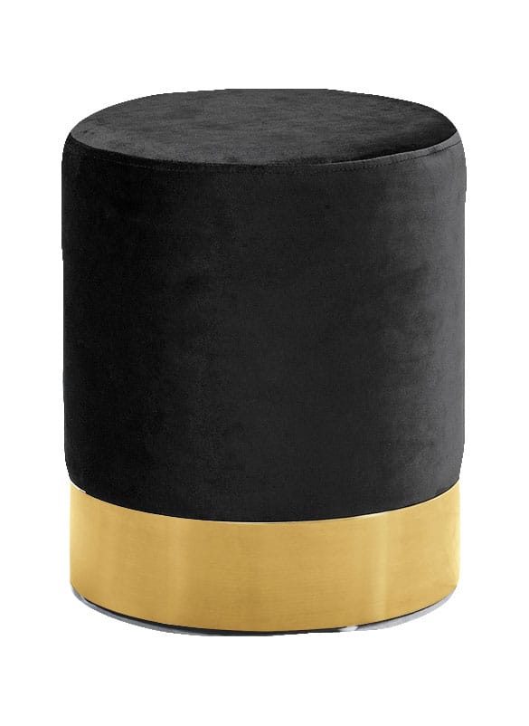 Joy Black Gold Velvet Ottoman Stool By Meridian Furniture