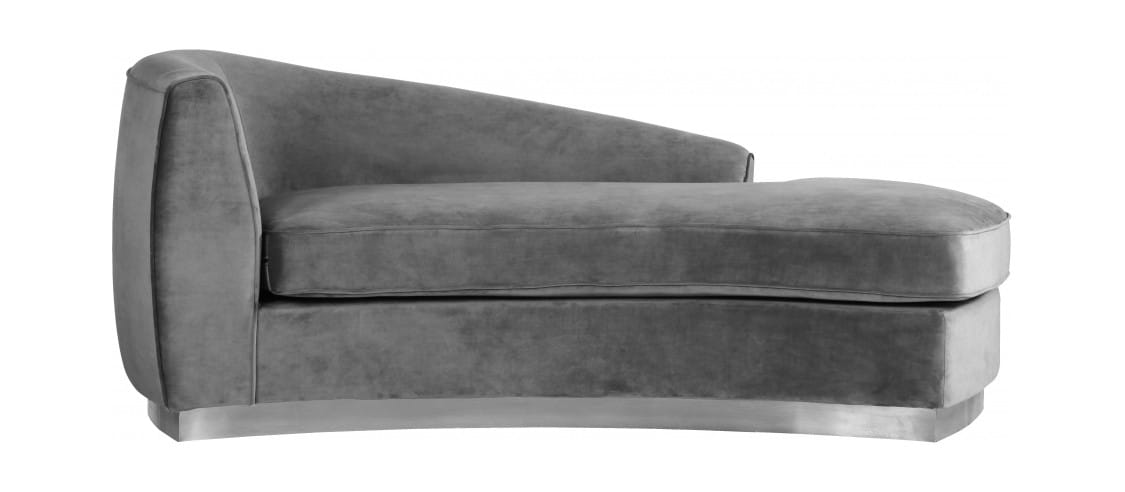 Meridian Furniture Julian Velvet Chaise - Chrome Base Meridian Furniture Julian Velvet Chaise - Chrome Base