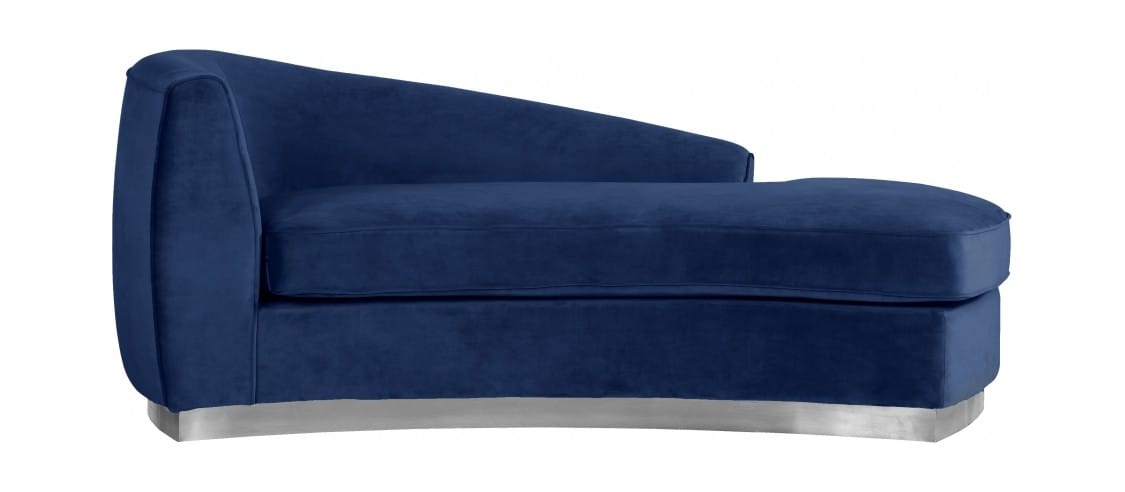 Julian Navy Blue & Chrome Velvet Chaise Lounge by Meridian Furniture