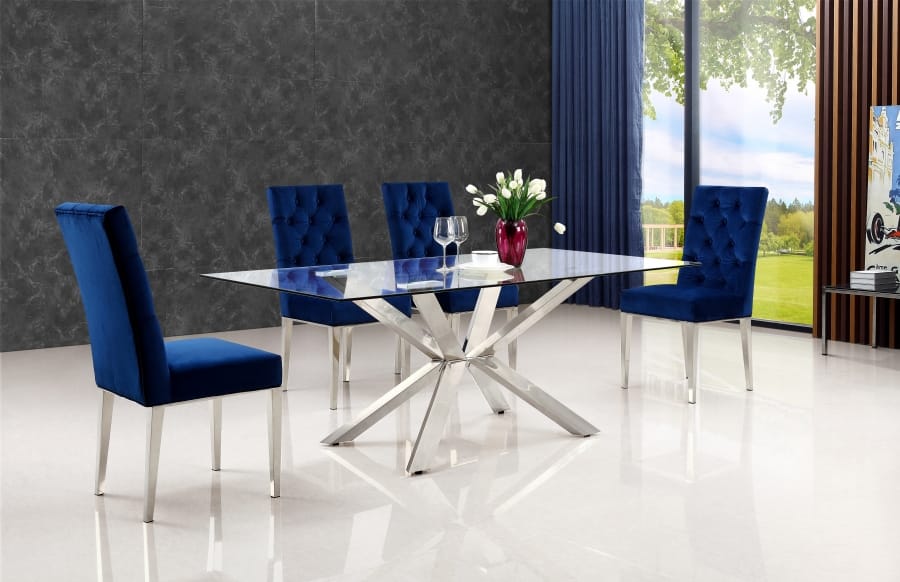Juno Navy Blue Velvet Dining Chairs (Set of 2) by Meridian Furniture