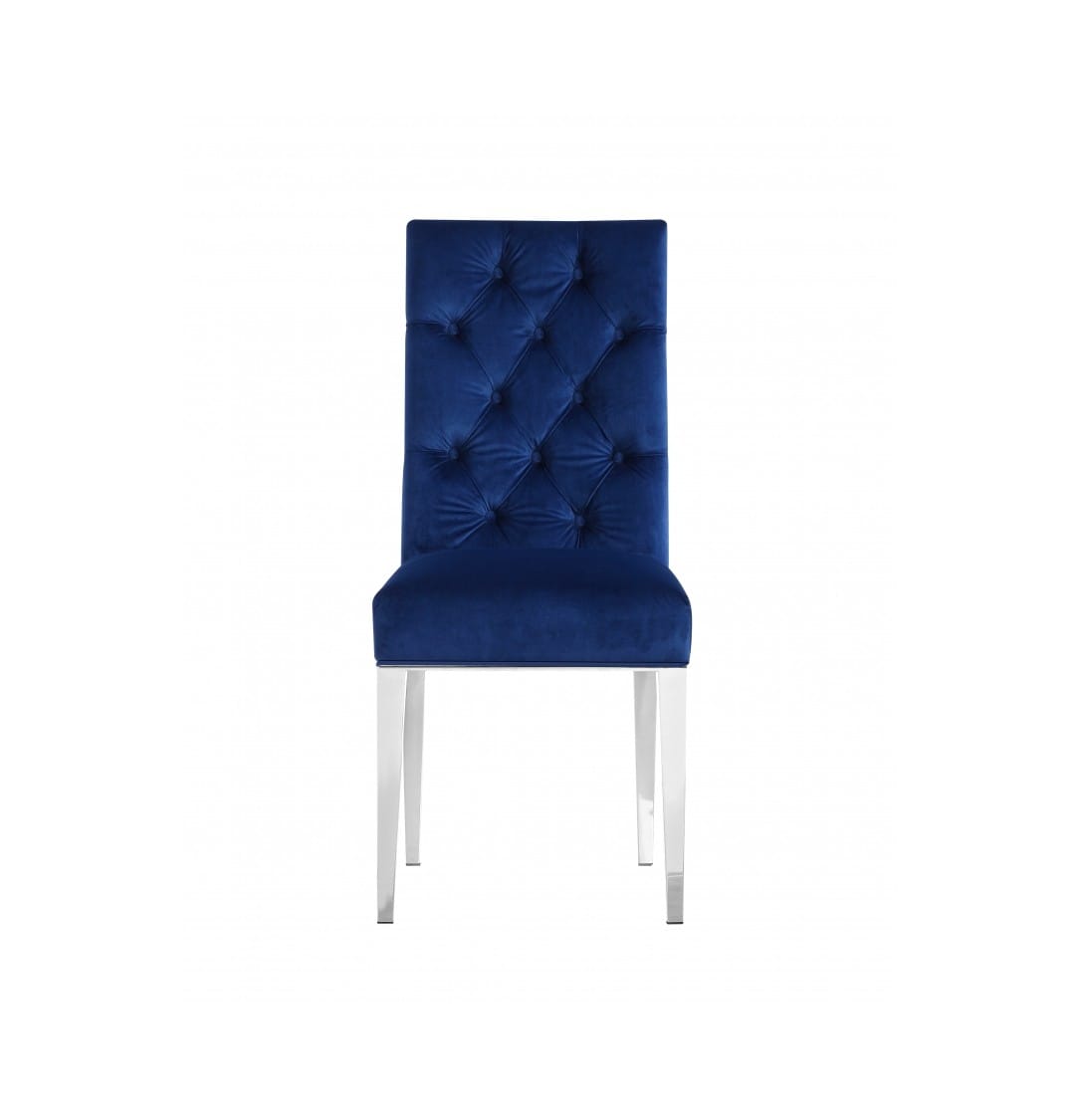 Meridian Furniture Juno Navy Velvet Dining Chair-Set of 2 Meridian Furniture Juno Navy Velvet Dining Chair-Set of 2