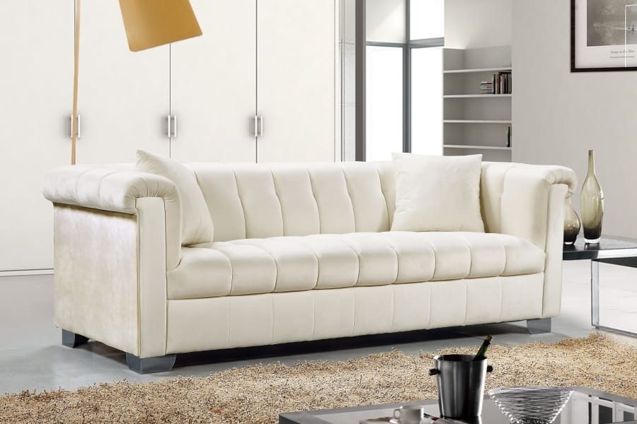 Meridian Furniture Lorenzo Velvet Ottoman | Coffee Meridian Furniture Lorenzo Velvet Ottoman | Coffee